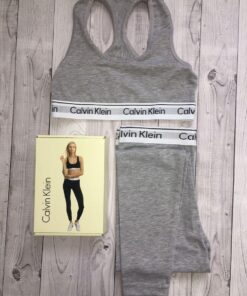 Женский набор двойка Calvin Klein. Топ, лосины. Цвет серый.