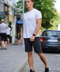 Мужской комплект - светло-серая футболка и темно-серые шорты