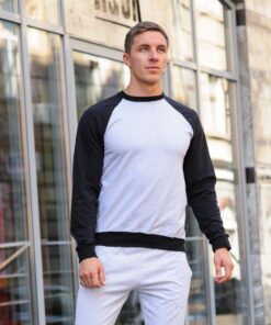 Мужской свитшот, цвет серый+черный, модель унисекс, весна-осень.