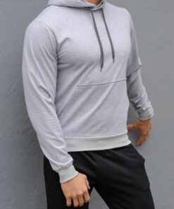 Серая мужская худи с капюшоном, унисекс, весна-осень