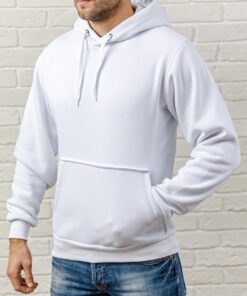 Белая худи с капюшоном на флисе, унисекс, осень-зима