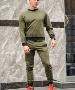 Мужской спортивный костюм - мужской свитшот хаки и штаны хаки, весна-осень