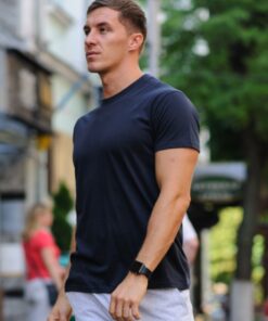 Мужская футболка, весна-лето, хлопок, цвет темно-синий