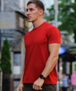 Мужская футболка, весна-лето-осень, хлопок, цвет красный