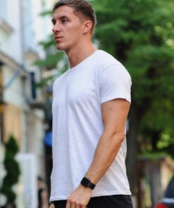 Мужская футболка, весна-лето, хлопок, цвет светло-серый