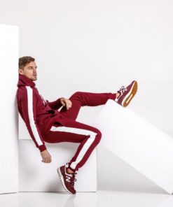 Мужской спортивный костюм на флисе, цвет бордовый с лампасами, осень-зима