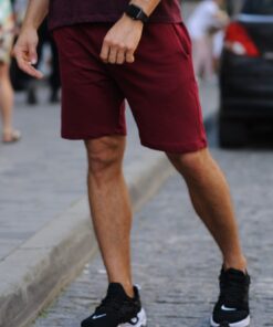 Мужские спортивные шорты, цвет бордовый, весна-лето
