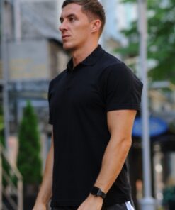 Мужская футболка, тенниска-поло, цвет черный