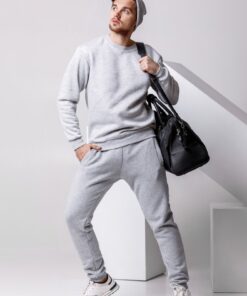 Мужской спортивный костюм  - свитшот и штаны, цвет серый, осень-зима