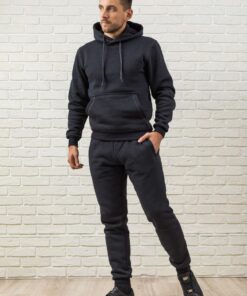 Мужской спортивный костюм утепленный на флисе, цвет серый графит, осень - зима