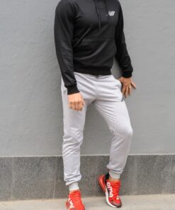 Мужской спортивный костюм New Balance - черная худи и серые штаны, весна-осень.
