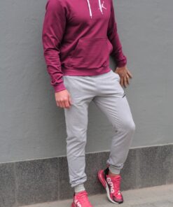 Мужской спортивный костюм Jordan - бордовая худи и серые штаны, весна-осень.