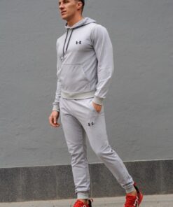 Мужской спортивный костюм Under Armour, худи и штаны, цвет серый, весна-осень.
