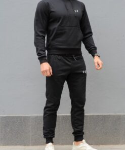 Мужской спортивный костюм Under Armour - худи и штаны, цвет черный, весна-осень