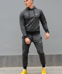 Мужской спортивный костюм Nike - худи и штаны, цвет темно-серый, весна-осень