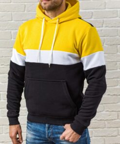 Желто-черная худи на флисе с белыми вставками (осень-зима)