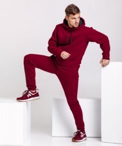 Мужской спортивный костюм на флисе, худи и штаны, цвет бордовый, осень-зима
