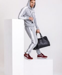 Серая мужская худи с лампасами, унисекс, осень-зима