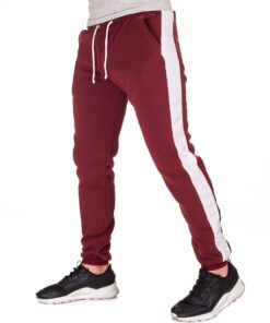 Спортивные штаны, цвет бордо с лампасами, на флисе, осень-зима.