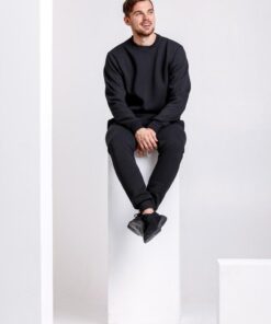 Мужской свитшот на флисе, цвет графит, осень-зима.