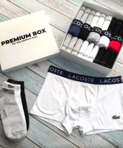Набор мужские трусы 5 шт и 18 пар носков Lacoste в PREMIUM BOX