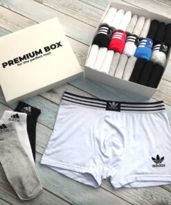 Набор мужские трусы 5 шт и 18 пар носков Adidas в коробке PREMIUM BOX