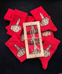 Высокие, цветные носки с приколами. Набор 3 пары: "Палец"