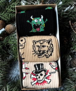 Высокие, цветные носки с приколами. Набор 3 пары: "Монстрики -1"