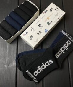 Набор 7 пар в коробке. Мужские высокие носки Adidas.