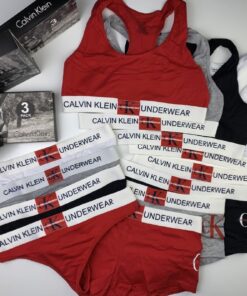 Женский набор тройка Calvin Klein. Топ, шорты, стринги. Цвет белый.
