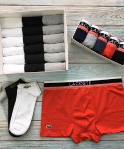 Набор мужские трусы 5 шт и 18 пар носков Lacoste в PREMIUM BOX